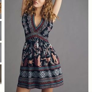 Anthropologie V-Neck Plunge Tunic Mini Dress
